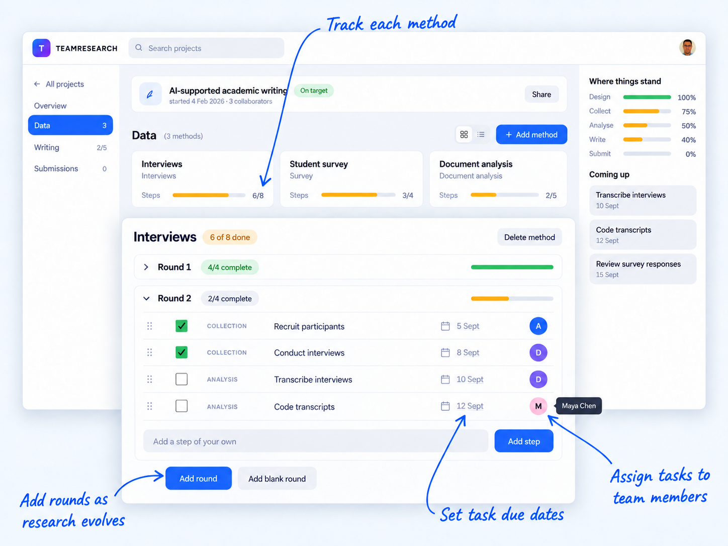 TeamResearch data collection page