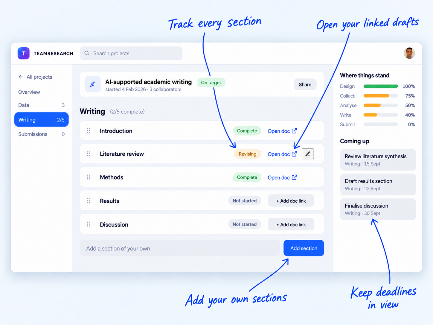 TeamResearch writing page